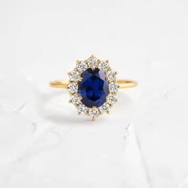 Latest Fine Jewelry 10k/14k/18k Solid Gold Blue Sapphire Engagement Ring for Women Available at Affordable Price