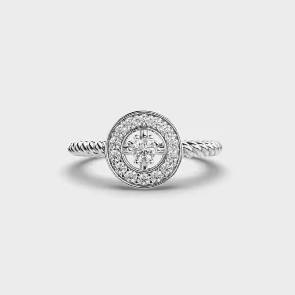 Latest & unique Halo Diamond Ring 10K Round Cut Lab Grown Diamond Engagement for Unisex Available in Bulk Quantity