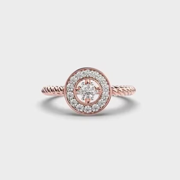 Latest & unique Halo Diamond Ring 10K Round Cut Lab Grown Diamond Engagement for Unisex Available in Bulk Quantity