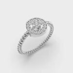 Latest & unique Halo Diamond Ring 10K Round Cut Lab Grown Diamond Engagement for Unisex Available in Bulk Quantity