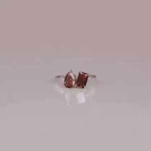 Two Stones Pear Radiant Cut Diamond Ring Custom Lab Grown Diamond Solid Gold Fine Designer Jewelry Ring Gift for Women