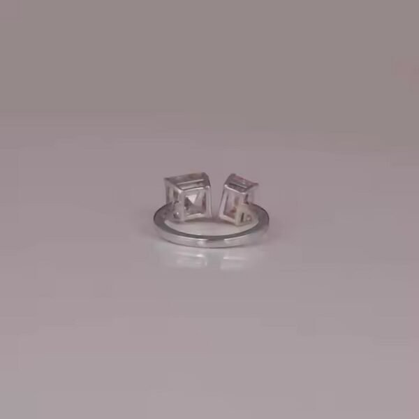 IGI Certified Solid Gold Engagement Ring With Ascher and Emerald Cut Custom Design 10K Lab Grown Pink Diamond Gold Plated