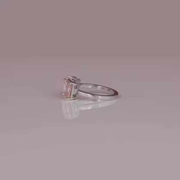 IGI Certified Solid Gold Engagement Ring With Ascher and Emerald Cut Custom Design 10K Lab Grown Pink Diamond Gold Plated