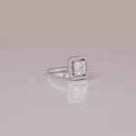 IGI Certified Lab Grown Diamond Ring Ascher Cut 18K Solid Gold with Two Side Halo Custom latest Designed Ring Gold Plated