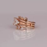 Radiant Cut Lab Diamond Engagement Ring Set Marquise Cut Side Diamond with Gold Plating Lab Grown Wedding Ring