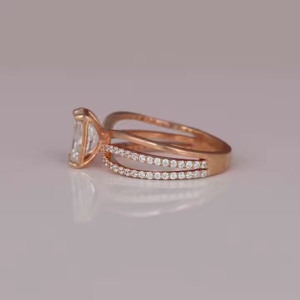 Rose Gold Plated Shank Engagement Ring Hidden with Radiant Cut Lab Grown Diamond Perfect Birthday Gift for Women