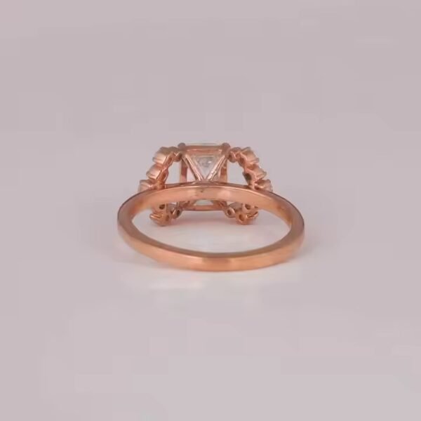 Lab Grown Emerald Cut Diamond Ring 18K Rose Gold Plated Latest New Style Engagement & Wedding Ring Gift for Women