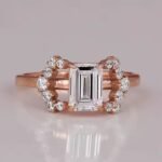 Lab Grown Emerald Cut Diamond Ring 18K Rose Gold Plated Latest New Style Engagement & Wedding Ring Gift for Women