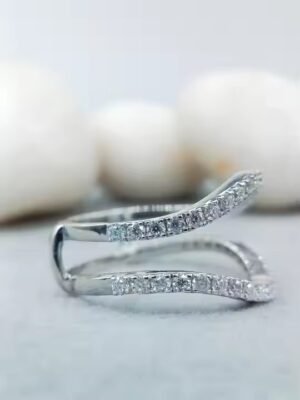 Silver & White Gold Moissanite Diamond Ring