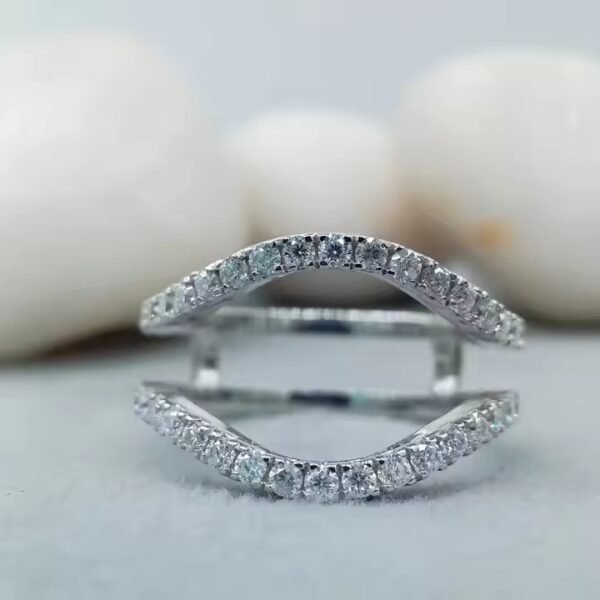 Luxurious Customized 925 Silver & White Gold Moissanite Diamond Ring Pave Setting Engagement Gift for Wife
