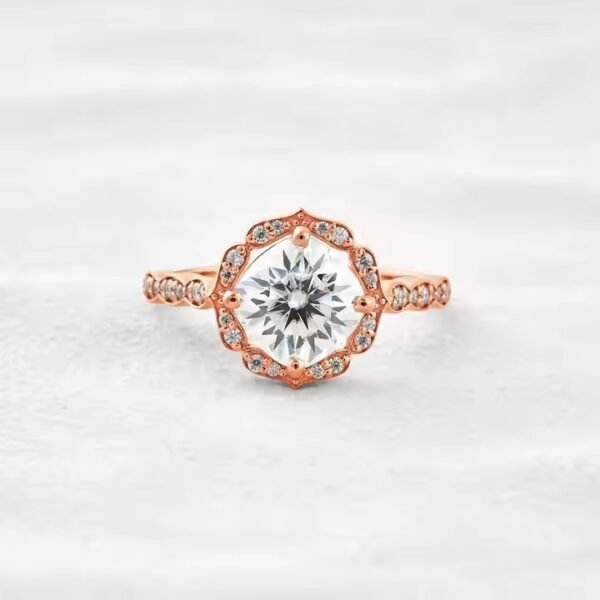 high quality Wedding Ring 1.50 CT Cushion and Cluster Halo Square Cut Original Moissanite Diamond Ring gift for women