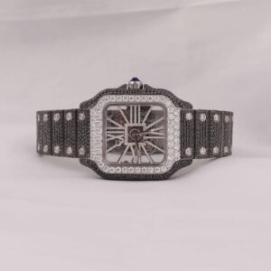 Black Skeleton Vvs1 Round Cut Hiphop Watch