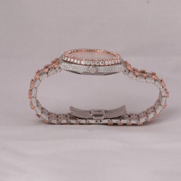 Rose/White Tone Hip-hop Super Clone Mossanite Diamond Watch