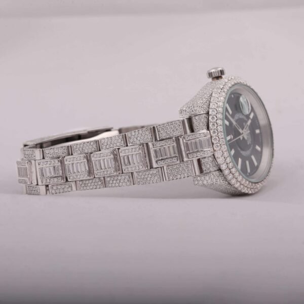 Black Case Baguette Japan Movement Diamond Watch