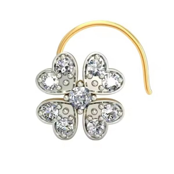 Simple Decent Elegant Real Lab Grown Fancy Round Diamond Stud Nose Pin for Women in 10/14/18K Yellow Gold Nose Pin For Women's