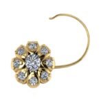 Simple Decent Elegant Real Lab Grown Fancy Round Diamond Stud Nose Pin for Women in 10/14/18K Yellow Gold Nose Pin For Women's