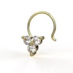 14KT Yellow Gold Certified Trendy Rose Gold Lab Grown Diamond Nose Pin Stylish Floral Design Fine Piercing Jewelry For Women