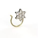 Shining Star Jewelry Yellow Gold Certified Diamond Allure Nose pin Lab Grown Diamonds Flower Shape Pretty Nose Stud For Weddings