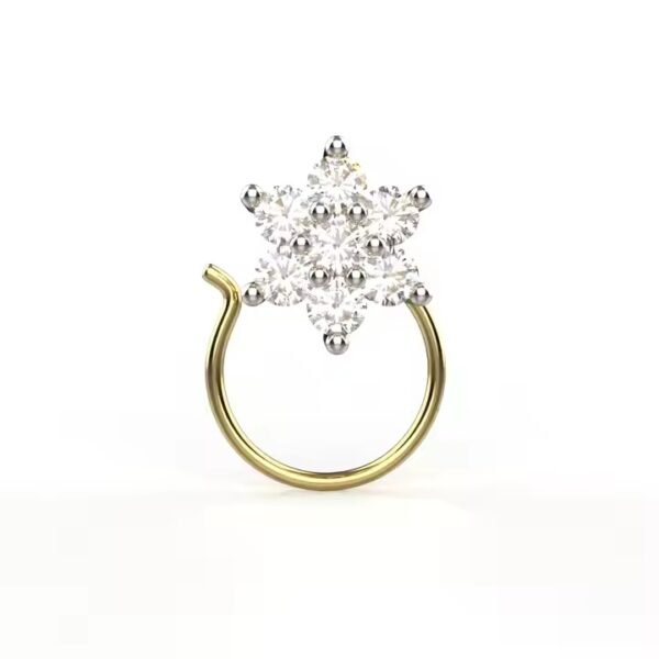 Shining Star Jewelry Yellow Gold Certified Diamond Allure Nose pin Lab Grown Diamonds Flower Shape Pretty Nose Stud For Weddings