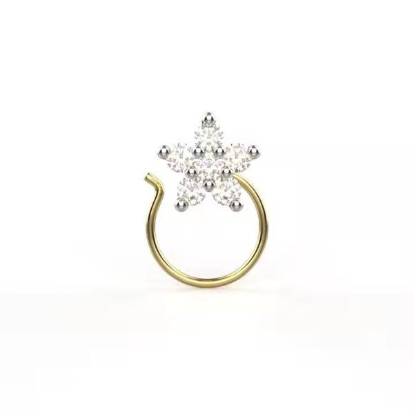 Shining Star Jewelry Yellow Gold Certified Diamond Allure Nose pin Lab Grown Diamonds Flower Shape Pretty Nose Stud For Weddings