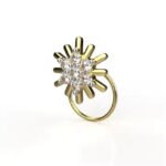 High Quality 18k Yellow Gold Certified Lab Grown Diamond Sun Shine Nose Pin Fine Piercing Jewelry Nose Stud For Weddings