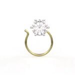 18k Yellow Gold Certified Solitaire Lab Groen Diamond Nose pin Everyday Wear Floral Design Fine Piercing Jewelry For Women