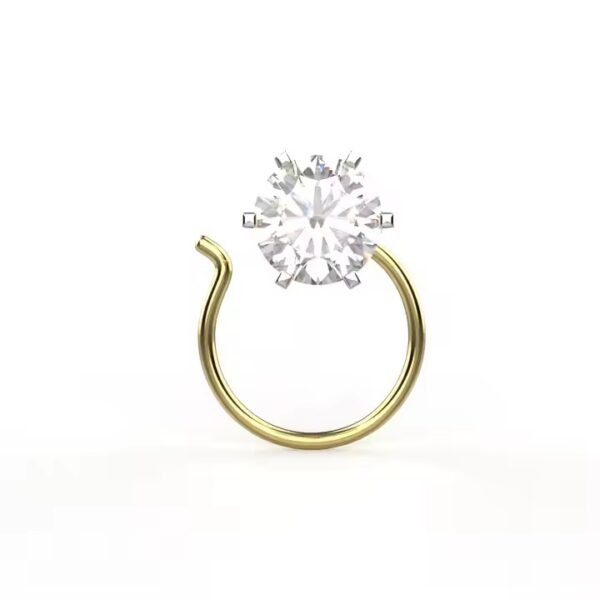 18k Yellow Gold Certified Solitaire Lab Groen Diamond Nose pin Everyday Wear Floral Design Fine Piercing Jewelry For Women