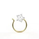 18k Yellow Gold Certified Solitaire Lab Groen Diamond Nose pin Everyday Wear Floral Design Fine Piercing Jewelry For Women