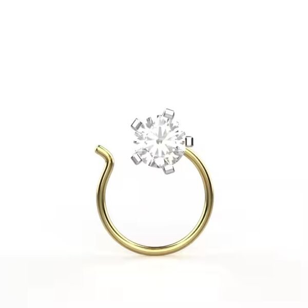 18k Yellow Gold Certified Solitaire Lab Groen Diamond Nose pin Everyday Wear Floral Design Fine Piercing Jewelry For Women