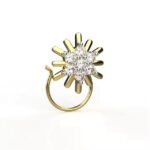 High Quality 18k Yellow Gold Certified Lab Grown Diamond Sun Shine Nose Pin Fine Piercing Jewelry Nose Stud For Weddings