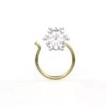 18k Yellow Gold Certified Solitaire Lab Groen Diamond Nose pin Everyday Wear Floral Design Fine Piercing Jewelry For Women