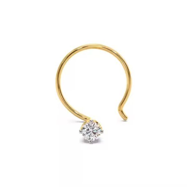 18k Yellow Gold Certified Solitaire Lab Groen Diamond Nose pin Everyday Wear Floral Design Fine Piercing Jewelry For Women