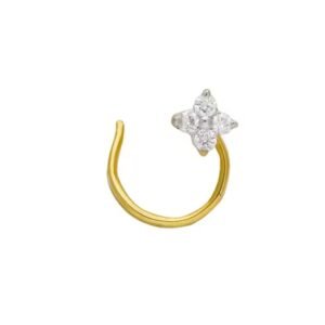 High Quality Women's 18kt Yellow Gold Lab Grown Diamond Sun Shine Nose Pin Fine Piercing Jewelry Nose Stud For Weddings