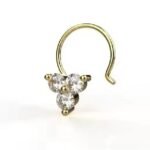 14KT Yellow Gold Certified Trendy Rose Gold Lab Grown Diamond Nose Pin Stylish Floral Design Fine Piercing Jewelry For Women