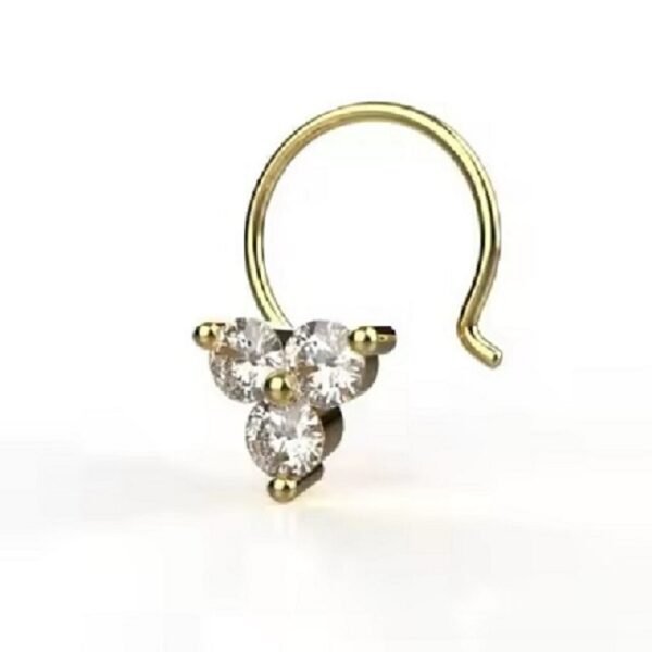 14KT Yellow Gold Certified Trendy Rose Gold Lab Grown Diamond Nose Pin Stylish Floral Design Fine Piercing Jewelry For Women
