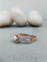 Customizable 14k Gold & 925 Silver Solitaire VVS Moissanite Engagement Wedding Ring Fine Jewelry Set with Trendy Fancy Design