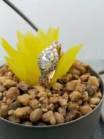 Customizable 14k Gold & 925 Silver Solitaire VVS Moissanite Engagement Wedding Ring Fine Jewelry Set with Trendy Fancy Design