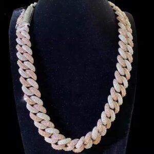 High Quality 18K Rose Gold Solid Diamond Chain VVS Moissanite Cuban Chain for Men Fine Jewelry Gift for Men