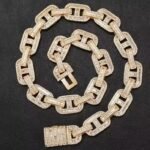 Custom 14k 18k Yellow Gold Plated Premium Quality Link Chain VVS Moissanite Diamond Iced Hip Hop Style Cuban Chain for Men Women