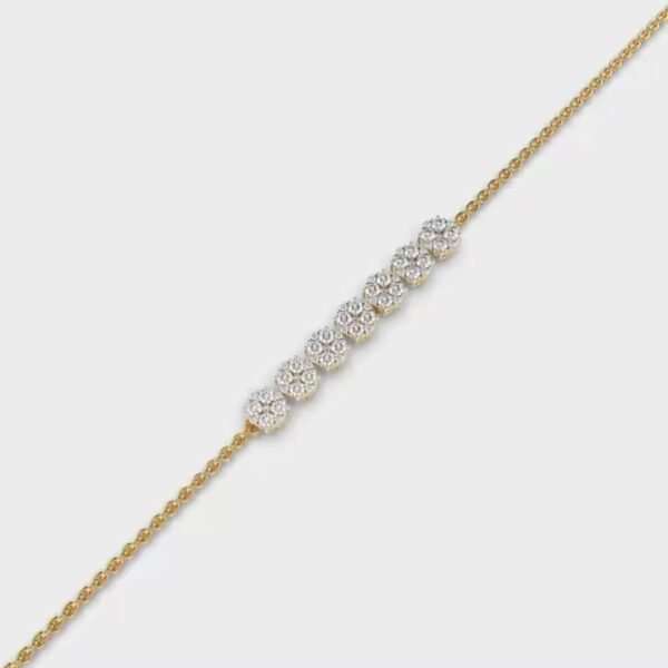 Squad Diamond Bracelet Tennis Classic Simple Unique Design Real Diamond Studded Bangle Bracelet in 18K Yellow Gold