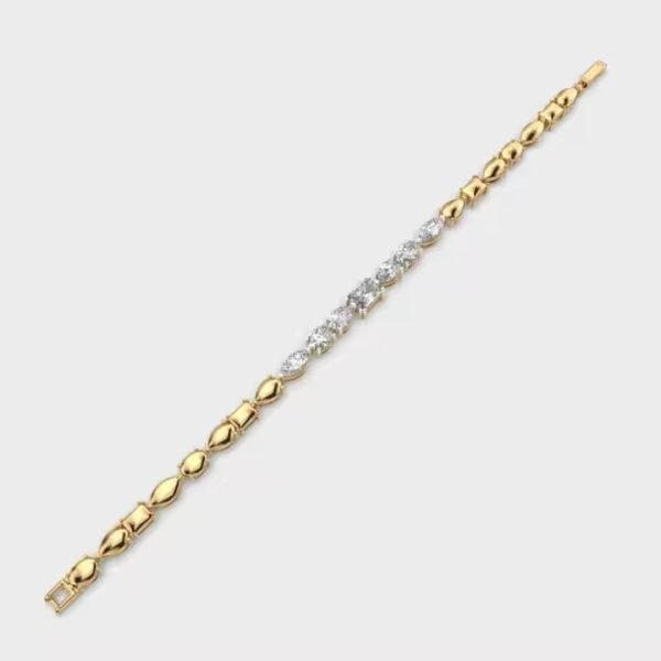 Multi shape Half Tennis Bracelet Classic Diamond Moissanite 14k Dainty Gold Diamond Wedding Jewelry Perfect Gift