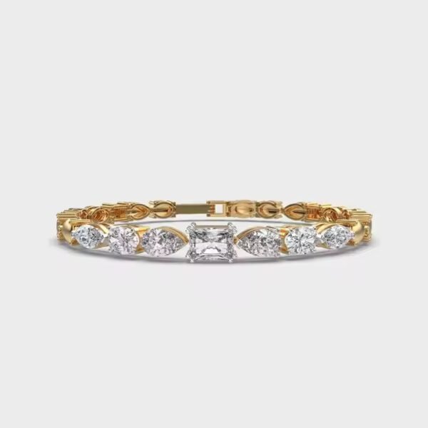 Multi shape Half Tennis Bracelet Classic Diamond Moissanite 14k Dainty Gold Diamond Wedding Jewelry Perfect Gift