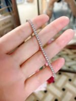 Top Quality Tennis Bracelet, Diamond Bracelet, Bridal, Linked with VVS Silver Plated 18k White Gold Chain. Gift for Her