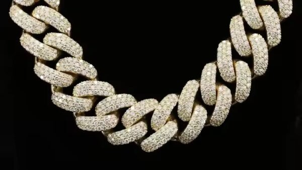 Solid 925 Sterling Silver Prong Set MOISSANITE Necklace with Rhodium Finish Cuban Link Chain PASSES Diamond Tester