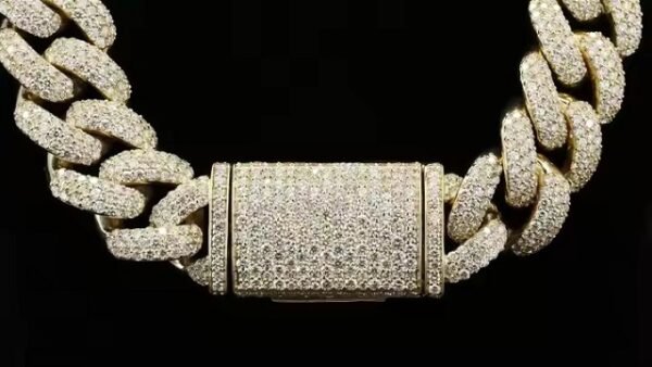 Solid 925 Sterling Silver Prong Set MOISSANITE Necklace with Rhodium Finish Cuban Link Chain PASSES Diamond Tester