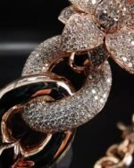 14k White Gold Custom Design Cuban Chain for Men GRA Certified Brilliant Cut Diamond Link with Emerald Hip Flower Necklace Gift