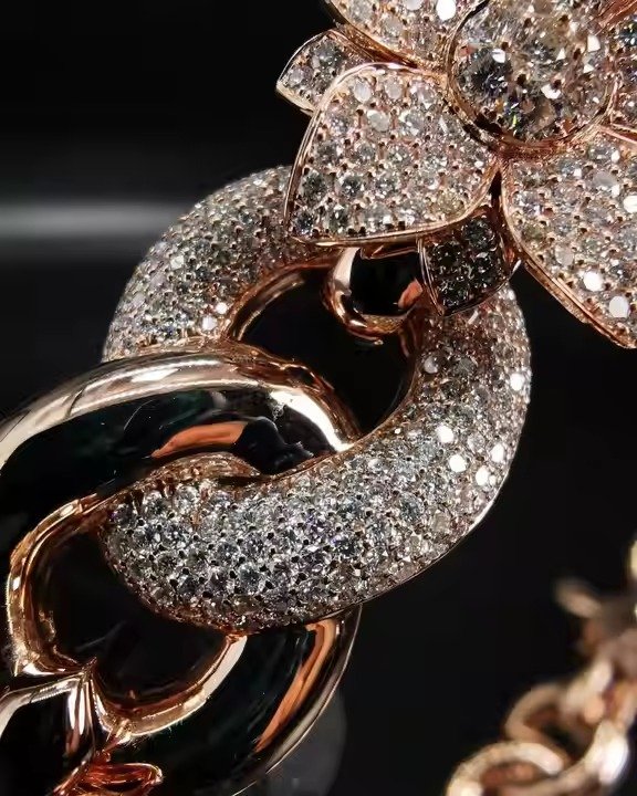 14k White Gold Custom Design Cuban Chain for Men GRA Certified Brilliant Cut Diamond Link with Emerald Hip Flower Necklace Gift