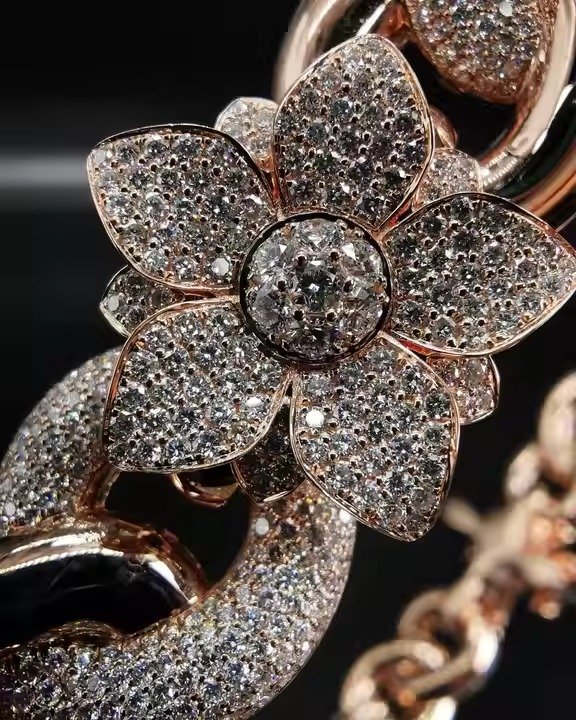 14k White Gold Custom Design Cuban Chain for Men GRA Certified Brilliant Cut Diamond Link with Emerald Hip Flower Necklace Gift