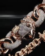 14k White Gold Custom Design Cuban Chain for Men GRA Certified Brilliant Cut Diamond Link with Emerald Hip Flower Necklace Gift