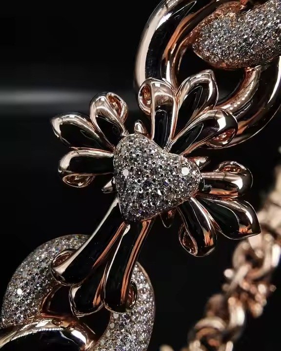 14k White Gold Custom Design Cuban Chain for Men GRA Certified Brilliant Cut Diamond Link with Emerald Hip Flower Necklace Gift